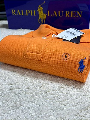 Polo Ralph Lauren Masculina Custom-Fit Laranja
