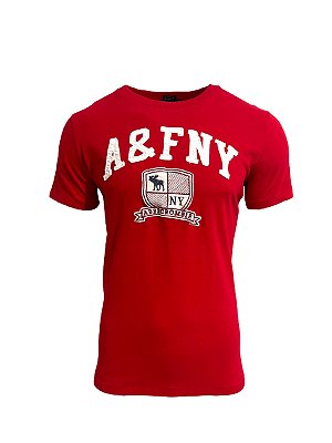 Camiseta Abercrombie Masculina NY Vermelha