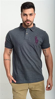 Camisa Polo Ralph Lauren Custom-Fit Big Pony Chumbo