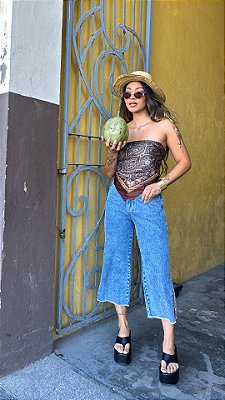 Calça Feminina Pantacourt Jeans Com Racha Godli