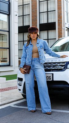Calça Feminina Jeans Wide Leg Clara Com Puídos Godli