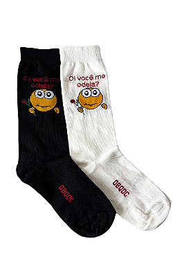 Meia Oi Você Me Odeia - Off-white ou preta