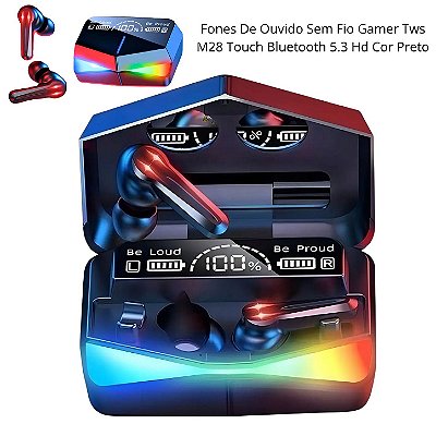 Fone de Ouvido Gamer TWS M28 Sem Fio Bluetooth 5.3 com Microfone