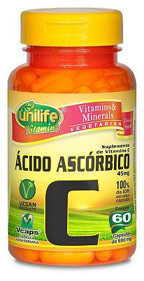 Ácido Ascórbico Vitamina C 60 Cápsulas Unilife