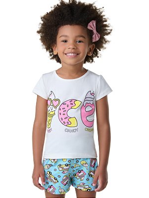 Conjunto Estampado Infantil - ICE verão, fresquinho e confortável para meninas 1 a 3 anos