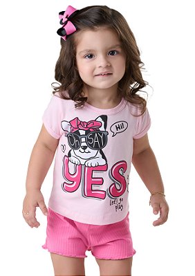 Conjunto Estampado Infantil - Yes Bull verão,fresquinho e confortável para meninas 1 a 3 anos