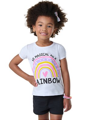 Conjunto Estampado Infantil - Arco-íris verão,fresquinho e confortável para meninas 1 a 3 anos