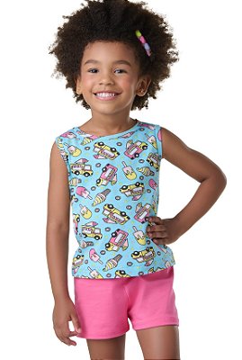 Conjunto Estampado Infantil - picolé e sorvete verão,fresquinho e confortável para meninas 1 a 3 anos