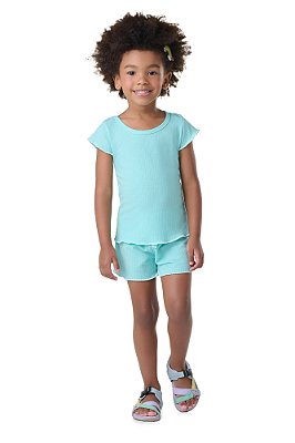 Conjunto Estampado Infantil - Liso  verão,fresquinho e confortável para meninas detalhe frufru1 a 3 anos
