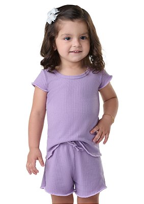 Conjunto Estampado Infantil - Liso  verão,fresquinho e confortável para meninas detalhe frufru1 a 3 anos