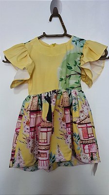 Vestido Casinhas pequeninas - Amarelo