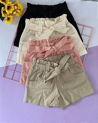 Short lacinho  viscolinho cintura alta