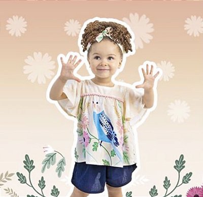 Conjunto  Short e bata - Coleção Pássaros
