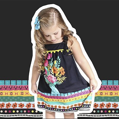 Vestido Jarro flores - marinho