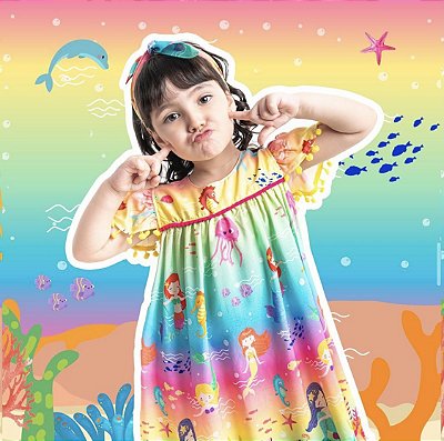 Vestido - Coleção Fundo do Mar - Sereia  color candy