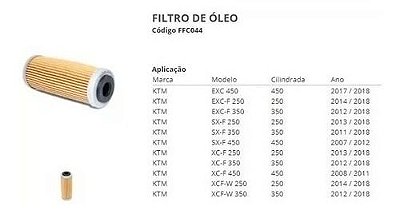 Filtro De Óleo Vedamotors Ktm 250 Sxf 13-18   Sxf 350 11-18