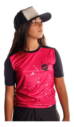 Camisa Infantil Feminina Bike Nomad Grom Pink Skull
