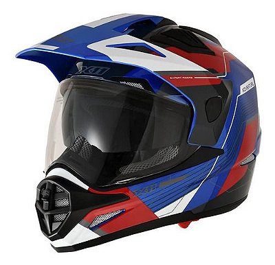 Capacete X11 Crossover Adventure Azul/Vermelho