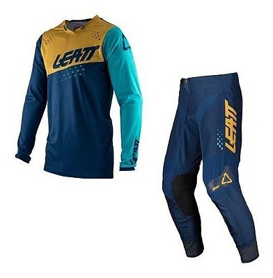 Conjunto Para Motocross Camisa + Calça Leatt 4.5 Lite Azul