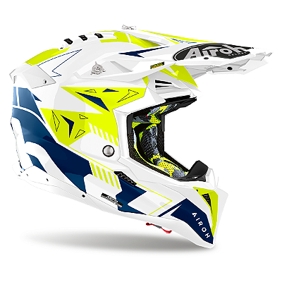 Capacete Airoh Aviator 3 Spin Amarelo/Azul