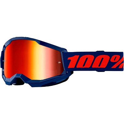 Óculos 100% Strata 2 Navy Azul/Vermelho Espelhado