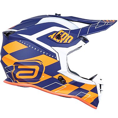 Capacete Asw R3 Victorious Azul Laranja Branco fosco