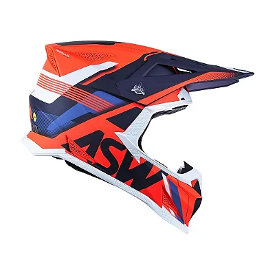 Capacete Asw R1 Mips Neo Laranja Fluor Azul Branco Fibra de Vidro