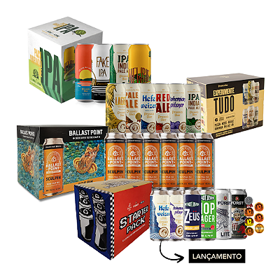 Todos os Packs! (Experimente Tudo, Pack de IPA, Ballast Point Sculpin e Starter Pack) – 22 Latas
