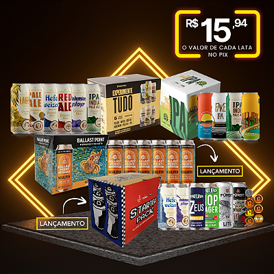 Todos os Packs! (Experimente Tudo, Pack de IPA, Ballast Point Sculpin e Starter Pack) – 22 Latas