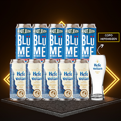 Combo Cervejas de Trigo (Weiss + Witbier) + Taça Weizen – 10 latas + copo