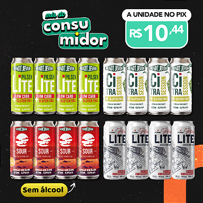 Kit Cervejas Fit – Sem glúten (ou) sem álcool (ou) sem açúcar – 16 Latas