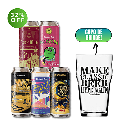Classicas + Copo Half Pint "Make Classic Beer Hype Again" - 5 Latas + Copo