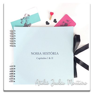 Álbum de Fotos/Scrapbooking Azul Claro G com nome/texto