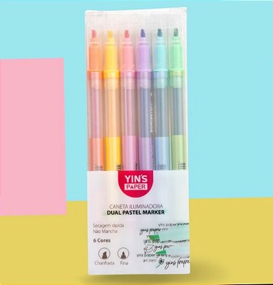 Canetas Marca Textos Ponta Dupla