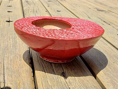 Vaso Ikebana/Suculentas Rendado Vermelho