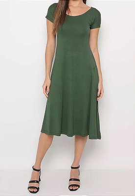 Vestido Maria Paes Verde Militar Midi