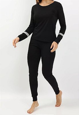 Pijama Maria Paes Preto e Mescla
