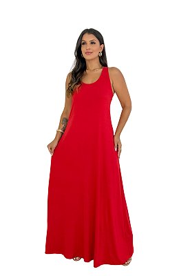 Vestido Maria Paes Longo Vermelho