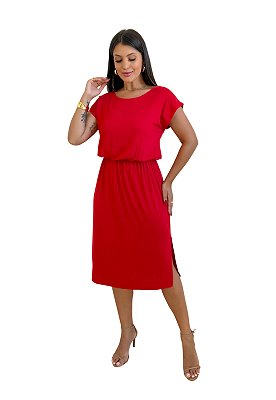 Vestido Maria Paes Midi Vermelho