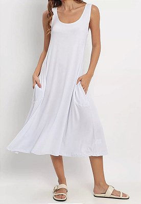 Vestido Maria Paes Regata Branco Midi