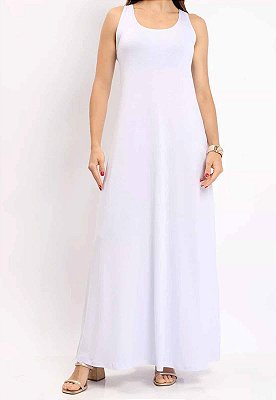 Vestido Maria Paes Regata Branco Longo