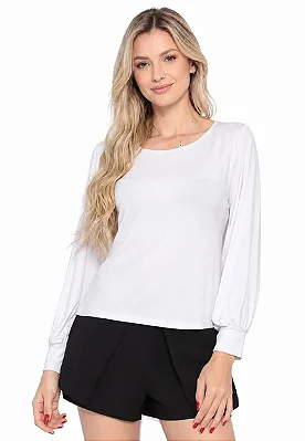 Blusa Maria Paes Manga Longa Branca