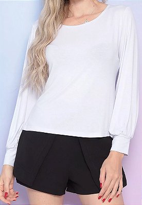 Blusa Maria Paes Manga Longa Branca