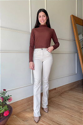 Calça Boot Cut Petra - Sarja Areia