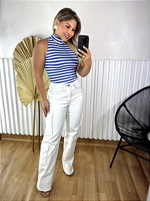 Calça Boot Cut Cargo Laura - Sarja OffWhite