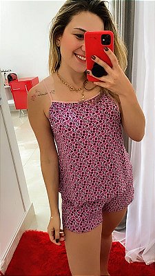 Pijama Baby Doll Liganete Rosa caveira Manu