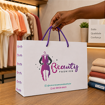 Sacola de Papel Personalizada G 34x24x10 cm | Universo Color - UP