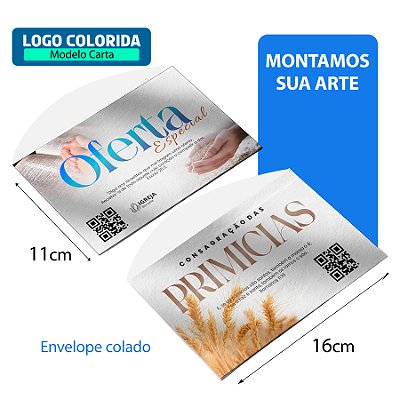 Envelope Personalizado (Mod.Carta) – Dízimo, Ofertas e Eventos - 11x16cm (FRENTE) UP