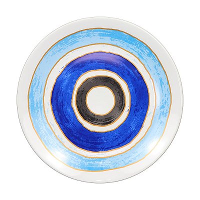 Prato Raso Coupe Azul Olho Grego - Cerâmica Scalla