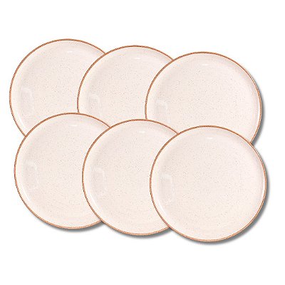 Jogo 6 Pratos Rasos 27cm Caoba II Bege - Corona